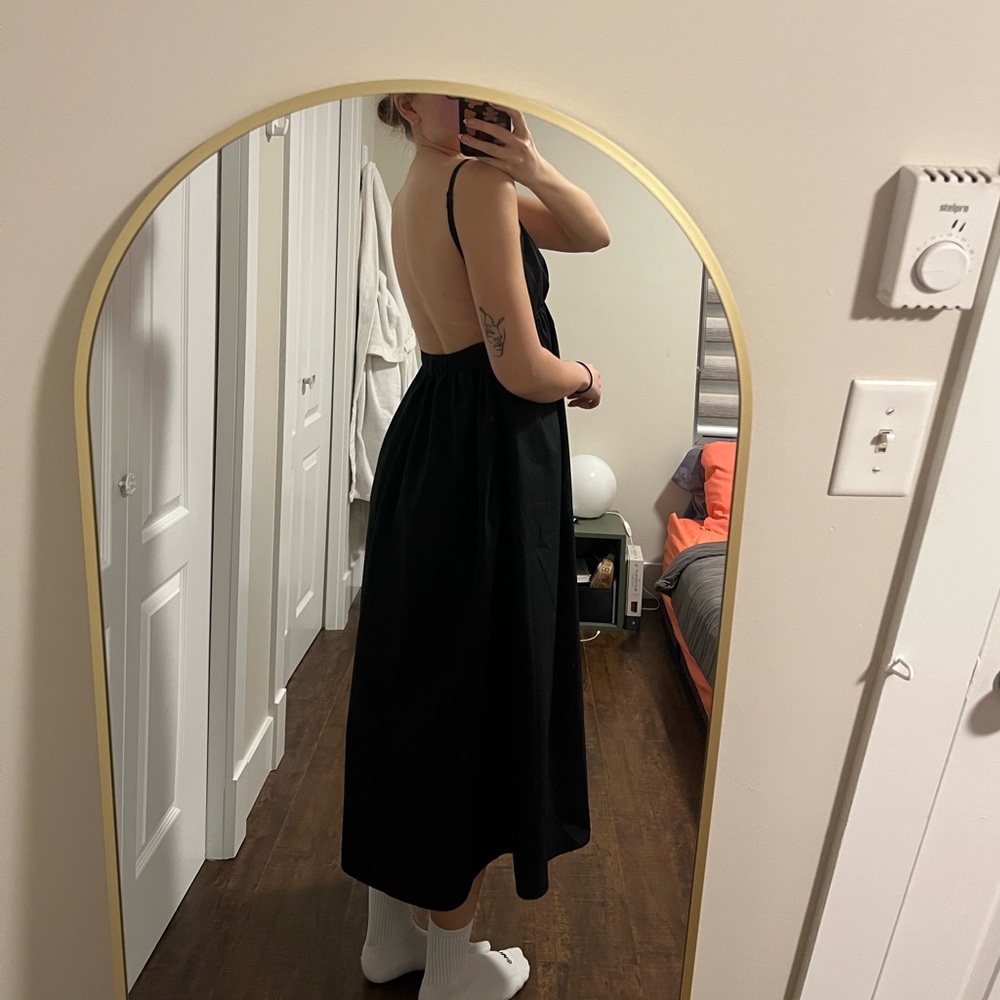 Commense Black Backless A-Line Midi Dress
